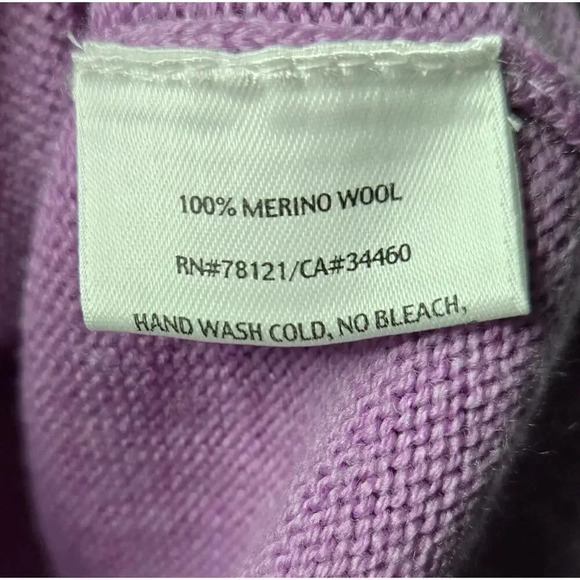 Eileen Fisher 100% Italian merino wool vneck purple pullover sweater PS. - Picture 8 of 8
